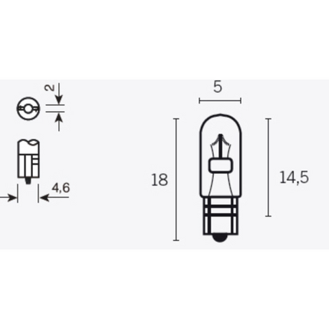 Ampoule T5 12V 1,2W culot W2X4